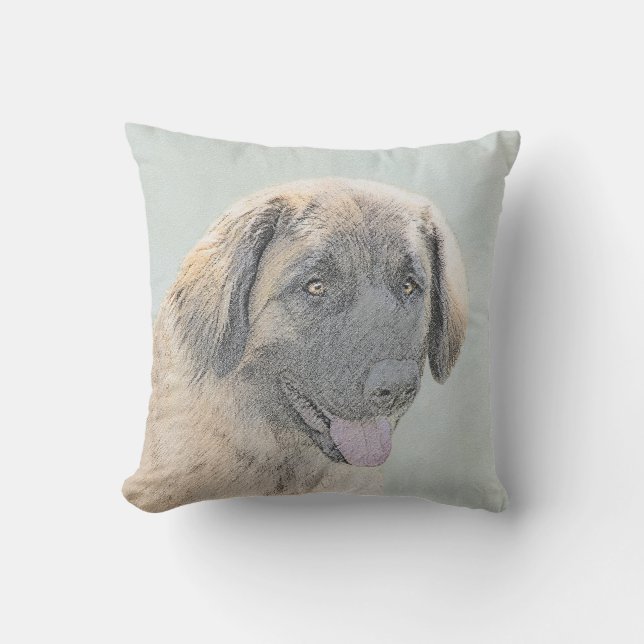 Almofada Pintura de Leonberger - Arte de Cachorro Original  (Frente)