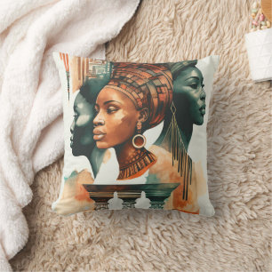 Almofada Pintura de mulheres tribais africanas, arte contem