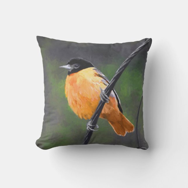 Almofada Pintura de Oriole - arte original do pássaro (Frente)