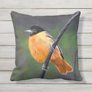 Almofada Pintura de Oriole - arte original do pássaro