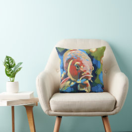 Almofada Pintura de Peixe Koi/ Peixe Listrado - Decoração d