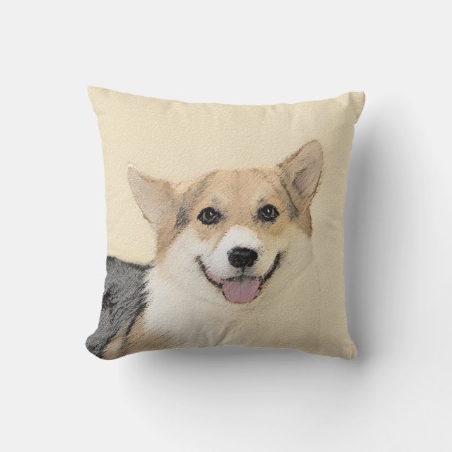 Almofada Pintura de Pembroke Welsh Corgi - Arte Original pa (Frente)