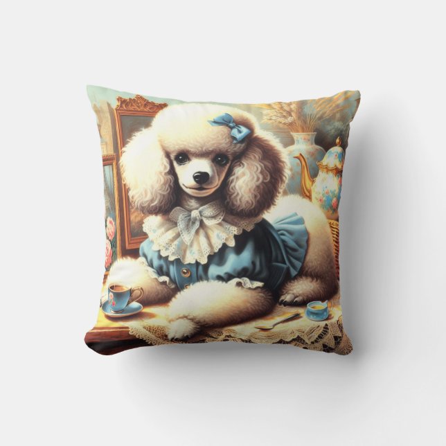 Almofada Pintura de Poodle em Cute Vintage (Frente)