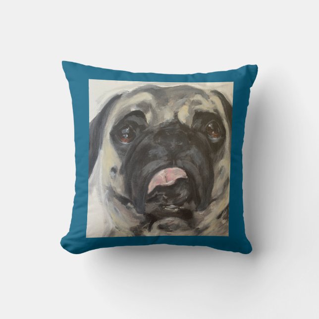 Almofada Pintura de Pug Doce e Bobo (Frente)