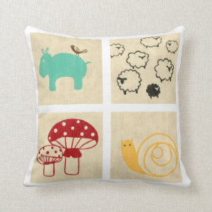 Almofada Pintura de quatro blocos de madeira para crianças