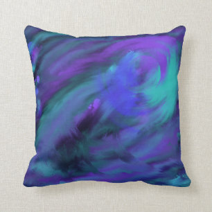 Almofada Pintura de Redemoinho Azul Roxo Água & Arte de Pal