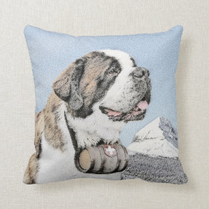 Almofada Pintura de St Bernard - arte original bonito do