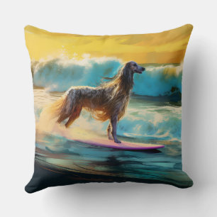 Almofada Pintura de surf em praia de hound afegã