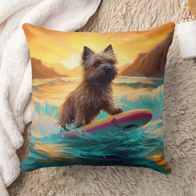 Almofada Pintura de Surf na Praia do Cairn Terrier (Cobertor)