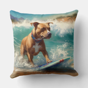 Almofada Pintura de surfe em praia americana Staffordshire