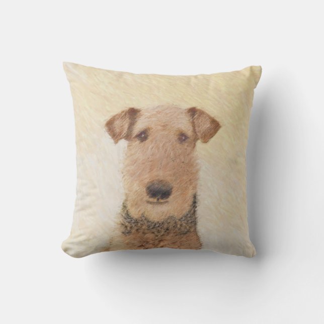 Almofada Pintura de Terrier Airedale - Arte original cômoda (Frente)
