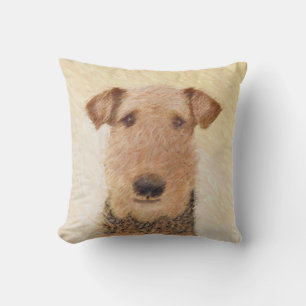 Almofada Pintura de Terrier Airedale - Arte original cômoda