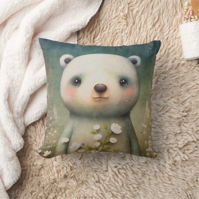 Almofada Pintura de Urso Polar Bebê Fofo (Cobertor)