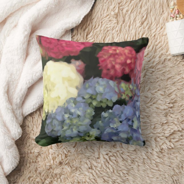 Almofada Pintura digital com flor azul e rosa (Cobertor)