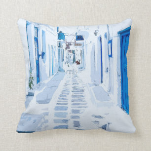 Almofada Pintura digital de Grécia do Mykonos