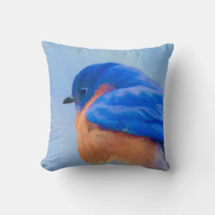 Almofada Pintura do Bluebird - arte original do pássaro