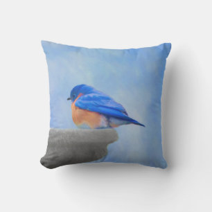 Almofada Pintura do Bluebird - arte original do pássaro