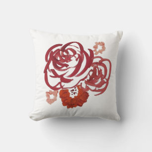 Almofada Pintura do Buquê de Flor Vermelho