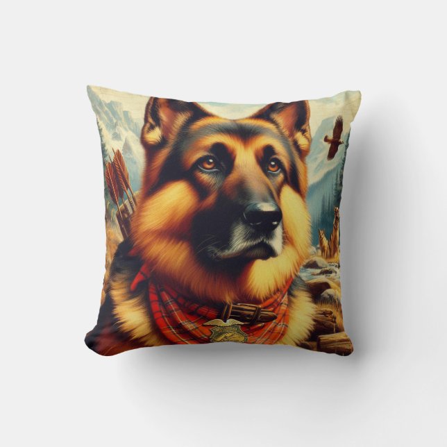 Almofada Pintura do German shepherd Vintage (Frente)