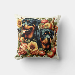 Almofada Pintura do Rottweiler Retro