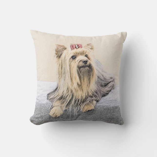 Almofada Pintura do yorkshire terrier - arte original (Frente)