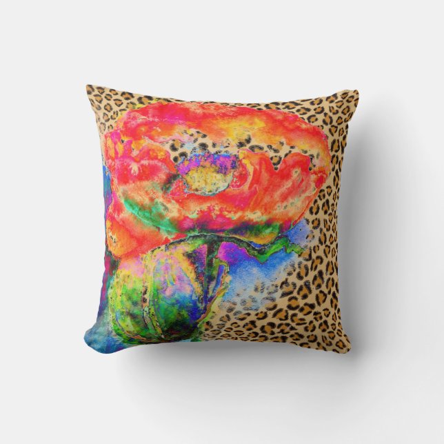 Almofada Pintura elegante de papoula vermelha - estampa de  (Frente)