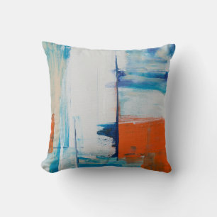 Almofada Pintura em acrílico de Abstrato azul claro