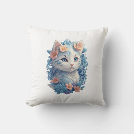 Almofada Pintura em Aquarela de Gato Gato Gato Giro com Abe