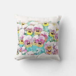 Almofada Pintura em aquarela de pincéis brancos cor-de-rosa