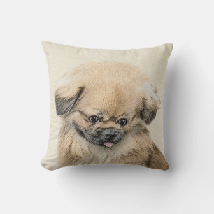 Almofada Pintura em Pekingese - Arte Cachorra Original