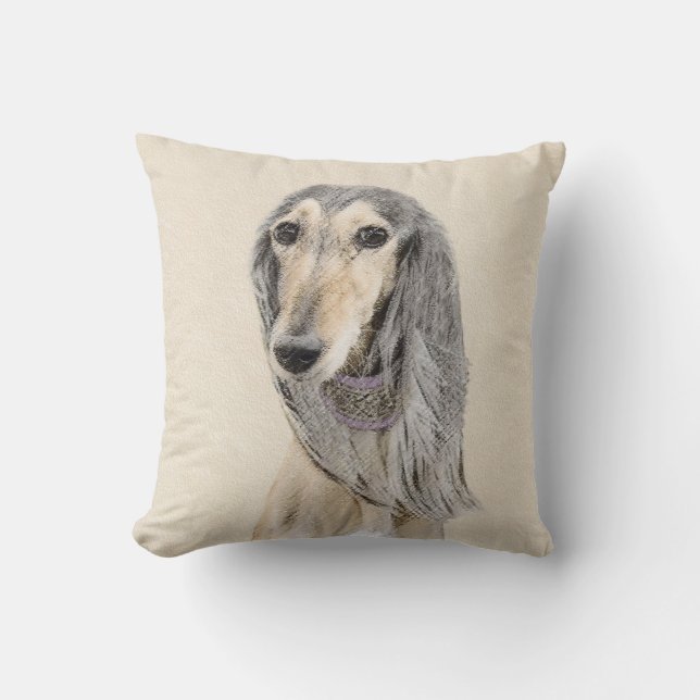 Almofada Pintura em Saluki (Fawn) - Arte de Cachorro Origin (Frente)