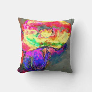 Almofada pintura floral cor-de-água rosa abstrato