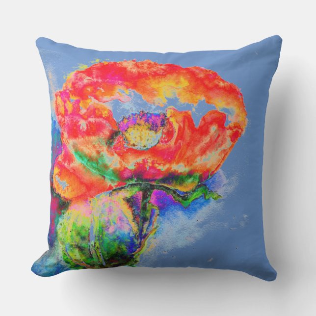 Almofada pintura floral de abstrato red watercolor (Frente)