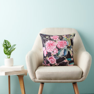 Almofada Pintura Floral Flores Aquarela Rosa Rosa