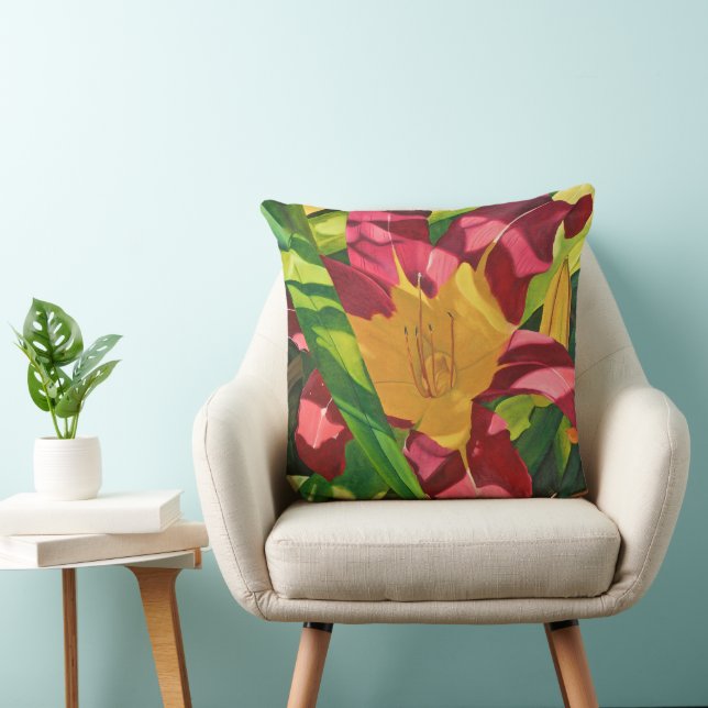 Almofada Pintura floral Red Tiger Lily, Grande (Cadeira)