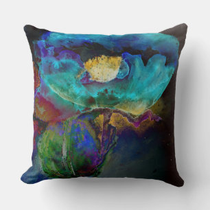 Almofada Pintura floral romântica elegante de teal