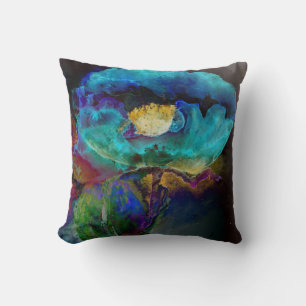 Almofada Pintura floral romântica elegante de teal