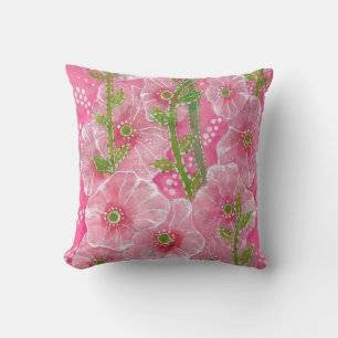 Almofada Pintura Hollyhock Mallow Malva Flower Floral