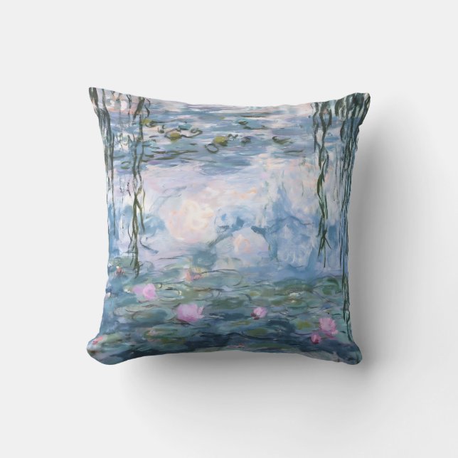 Almofada Pintura Impressionista de Lírios Aquáticos de Clau (Frente)