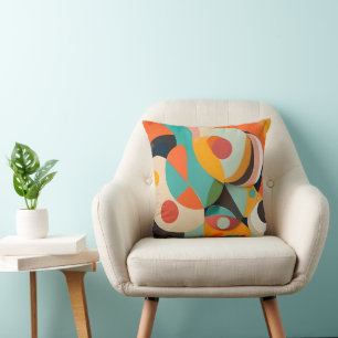 Almofada Pintura Moderna de Meados do Século, Várias Cores