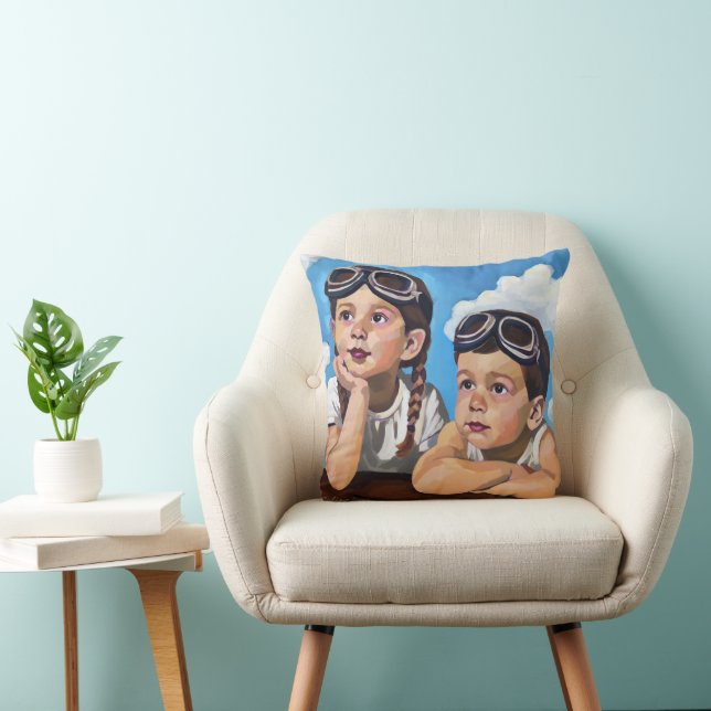 Almofada Pintura Moderna de Querubim - Arte Inspirada em Re (Cadeira)