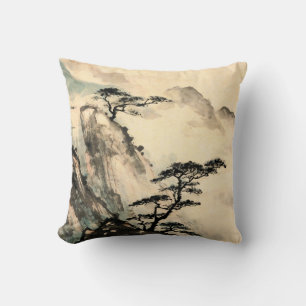 Almofada pintura paisagística chinesa.chinesa,pintura,japon