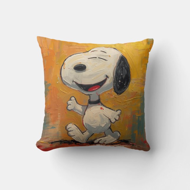 Almofada Pintura Pop Art de Cachorro Beagle Alegre (Frente)