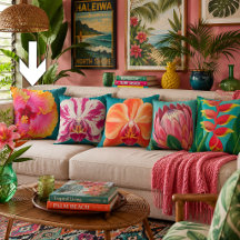 Pintura Vibrante Flor de Hibisco Tropical em Azul
