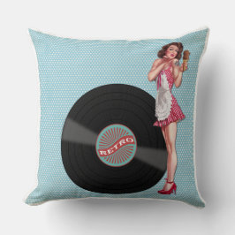Almofada Pinup Vinyl Girl Retro Chic