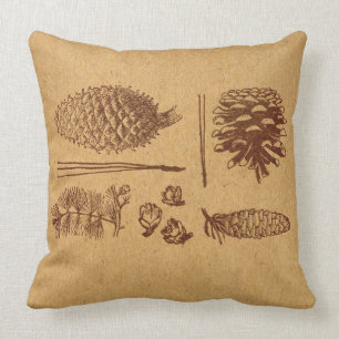 Almofada Pinus ilustrados com pinagem pinheiro pinheiro pin