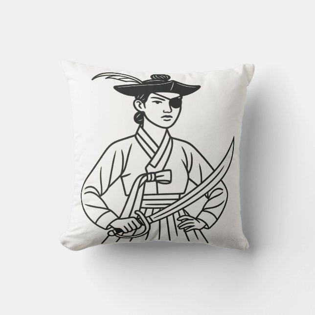 Almofada Pirata Retroativa Coreana - Heroína Hanbok Minimal (Frente)