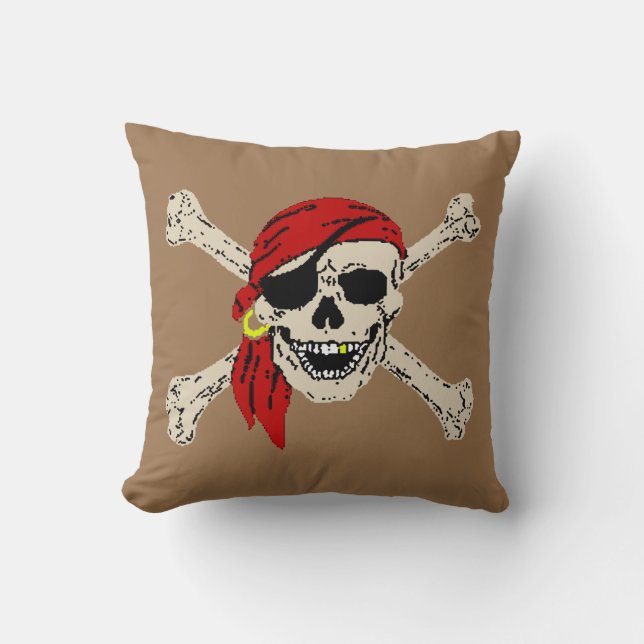 Almofada Pirate Jolly Roger Travesseiro decorativo Skull (Frente)