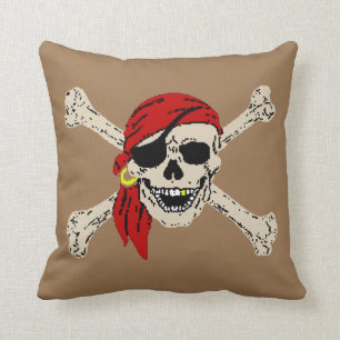 Almofada Pirate Jolly Roger Travesseiro decorativo Skull