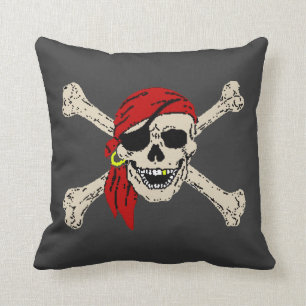 Almofada Pirate Skull Bones Jolly Roger